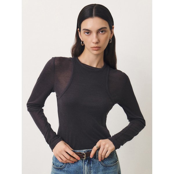 레이어드 긴팔 티셔츠_CHARCOAL