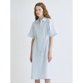 S Stripe Daily Half Shirt Dress_Sky