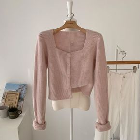 봄신상 여리핏 데일리 스퀘어넥 스판 크롭 니트가디건 2color_P387713261