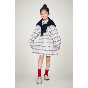 타미힐피거키즈 25/SS  T42F0RDR350GT1   코듀로이 체크 셔츠 원피스