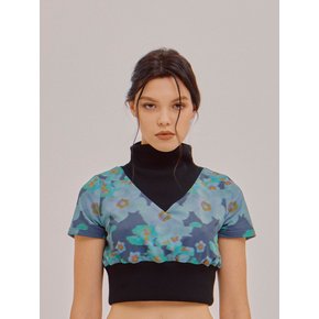 [리퍼브]DIGITAL BLOOM PRINT JERSEY CROP TOP