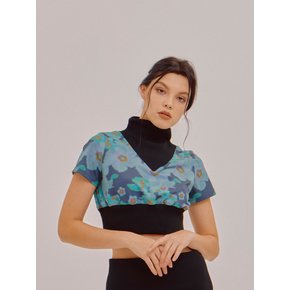 [리퍼브]DIGITAL BLOOM PRINT JERSEY CROP TOP