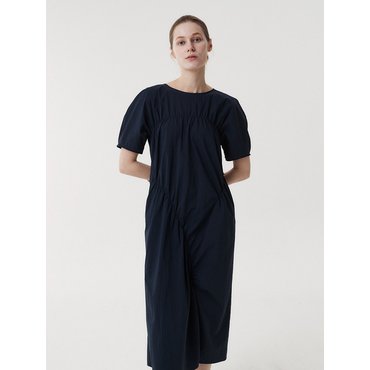 이아(EAAH) SHIRRING LONG DRESS (NAVY)