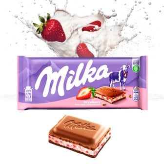  밀카 milka 100% 알프스 우유 초콜릿 스트로베리 100g