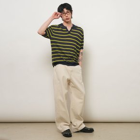 UNISEX 원버튼 카라 스트라이프 하프 니트 [NAVY] / GF2UKP021-MAN