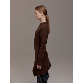 GEELONG WOOL SOFT KNITTED DRESS (BROWN)