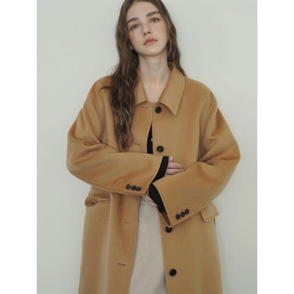 [리오더 4차] 30%캐시 싱글 스티치 코트 - 카멜