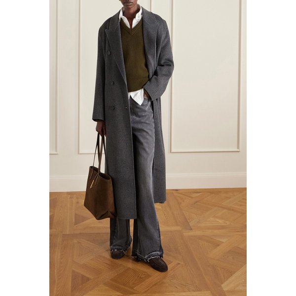 드멜리어 도쿄 가죽 트리밍 스웨이드 토트백 46376663162972701