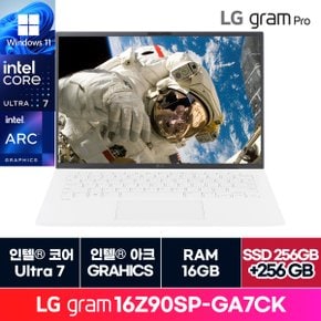 [청구할인][정품 윈도우11홈]LG전자 그램 프로 16인치 16Z90SP-GA7CK 16GB  +256GB 추가 ON