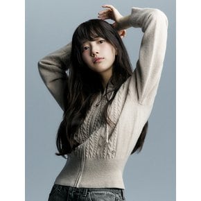 [SUZY] 캐시미어 케이블 스웨터 후드집업 YO4S3671