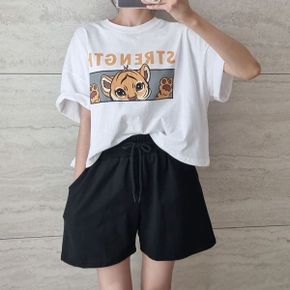 렝스프린트 라운드박스 반팔크롭티셔츠 여성데일리 빅사이즈 오버핏 레이어드 .._P385177466