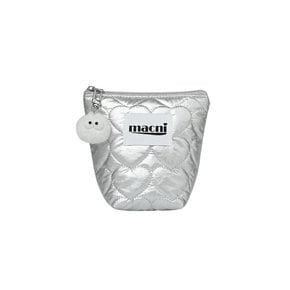 HEART QUILTING STANDY POUCH SILVER