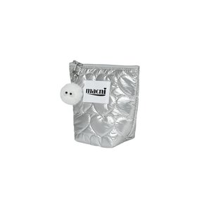 HEART QUILTING STANDY POUCH SILVER