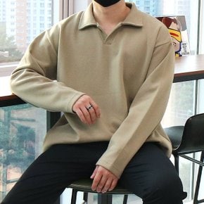 WDI 남자 빅사이즈 오픈 카라넥 긴팔 티셔츠