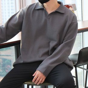 WDI 남자 빅사이즈 오픈 카라넥 긴팔 티셔츠