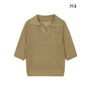 오픈카라 포켓 네트 풀오버 카키 SGUCF2929_P383905248