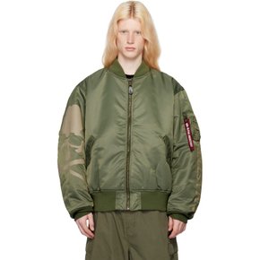 마스터마인드 카키 Alpha Industries MA-1 보머 재킷 MW23C11-BL200 OLIVE