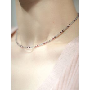 HR 50N_Pearl Point Garnet Labradorite Beads Necklace