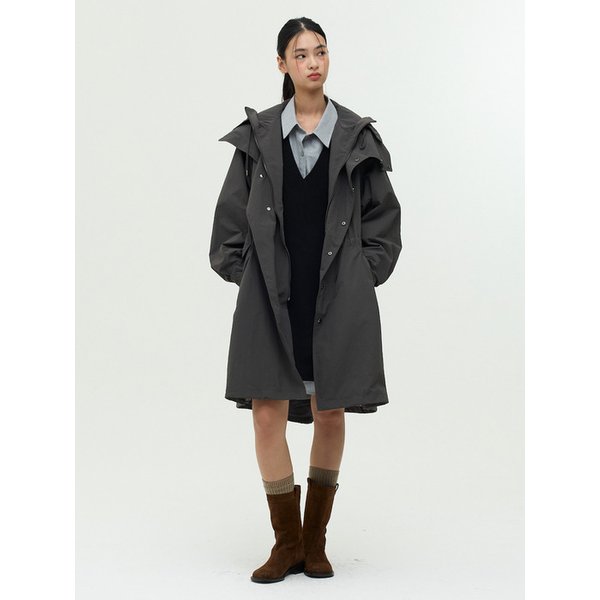 스트링 후드 롱 점퍼 EMP8WOT020