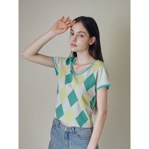 ARGYLE U NECK T-SHIRT [MINT]