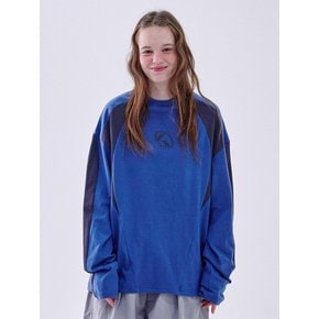 Color matching racing overfit long sleeve long sleeve t-shirt [blue]