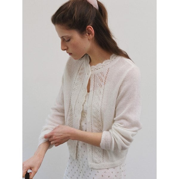 PETAL MOHAIR KNIT CARDIGAN [IVORY]