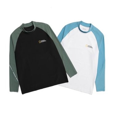 내셔널지오그래픽 남성 배색 긴팔래쉬가드 (세미오버핏) N232MRG430