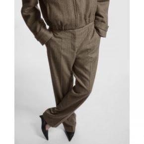 4657546 COS Straight Leg Wool Herringbone Trousers - Brown Dark