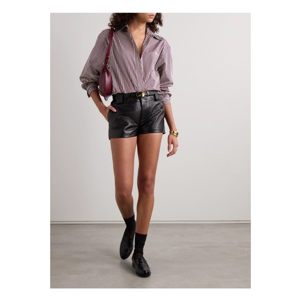 파브리자 자수 스트라이프 코튼 포플린 셔츠 버건디 1647597343542163