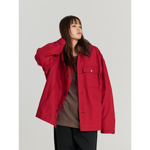 WASHED CANVAS WORK JACKET (RED)