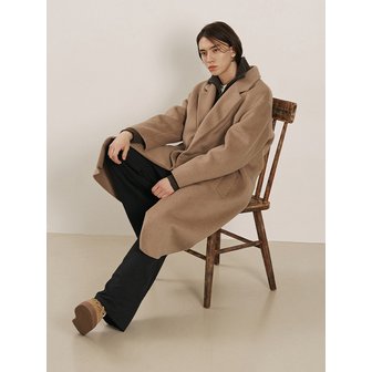 애드호크 노치드 칼라 하프 더블 오버핏 코트 (DK-BEIGE) (HBAHC80)