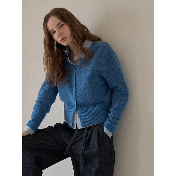 Wool Blend v-neck Cardigan  [ SODA BLUE]