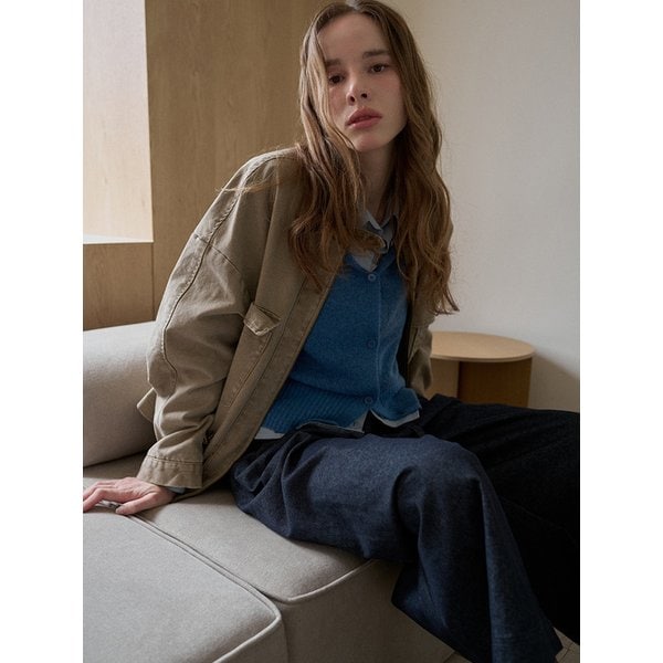 Wool Blend v-neck Cardigan  [ SODA BLUE]