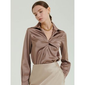 Jenna Twist detail Shirts [Taupe]