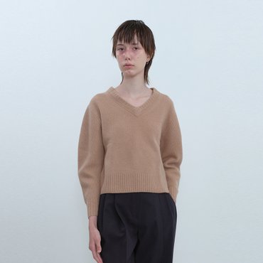 ahwe V-NECK SWEATER_BEIGE