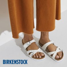 프랑카 화이트 남녀공용 레더 스트랩 슬리퍼 여름 신발