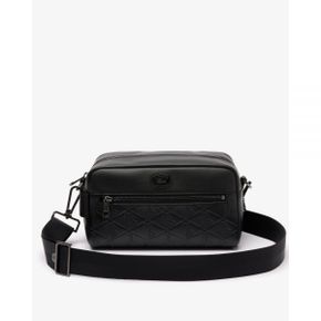 5019529 Lacoste Leather Monogram Print Pouch Purse - Noir