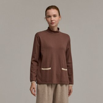 신세계라이브쇼핑 [플리츠미] 포켓 배색 카라 니트 티셔츠_EKTSF125013