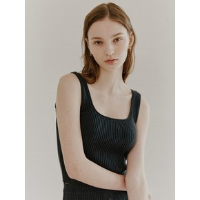 RIBBED SQUARE NECK TOP DARK GRAY