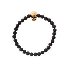 알렉산더 맥퀸 남성 Black Ball Bracelet with Skull Detail in Brass Man