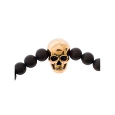 알렉산더 맥퀸 남성 Black Ball Bracelet with Skull Detail in Brass Man