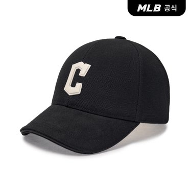 MLB [코리아공식] 베이직 캔버스 레더 로고 스트럭쳐 볼캡 CLE (Black)