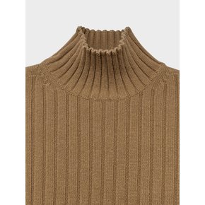 RIBBED CASHMERE TURTLE NECK SWEATER_CAMEL