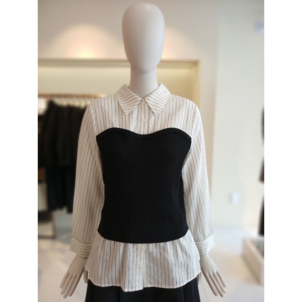 [여주점] 씨씨콜렉트 니트레이어드셔츠블라우스 E261psc121