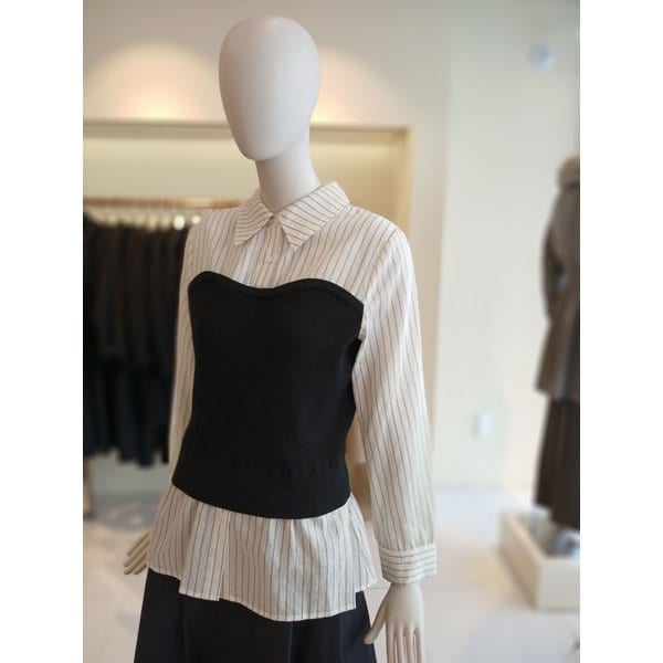 [여주점] 씨씨콜렉트 니트레이어드셔츠블라우스 E261psc121