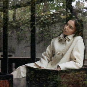 킨더살몬 Alpaca Jeanne Half Coat Bone