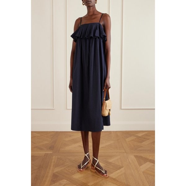 로이스 러플 코튼 트윌 미디 원피스 46376663163017747