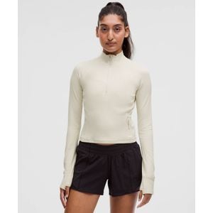 룰루레몬 잇츠 Rulu™ 런 리브드 크롭 하프집 - BONE