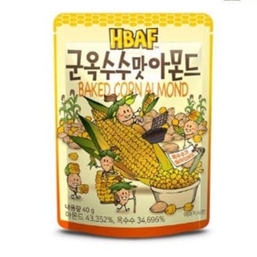  HBAF 바프 길림 군옥수수맛아몬드 40g x 60개 (무료배송)