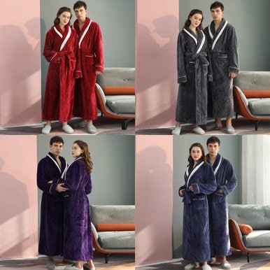 이지코튼 겨울 두꺼운 커플 플란넬 샤워가운 배스가운 호텔가운 홈웨어 잠옷